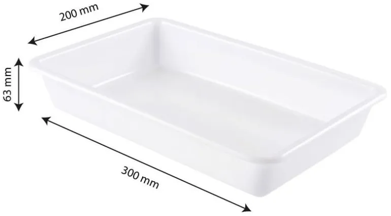 Bac plat blanc 2 litres 30 x 20 x ht 6,3 cm Gilac