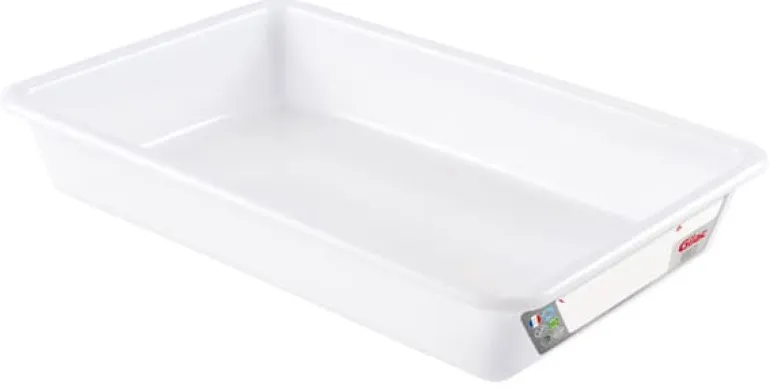 Bac plat norme HACCP 3 L blanc 34 x 23 x ht 7 cm Gilac
