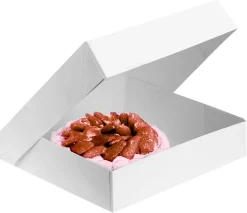 Boîte à entremets carrée blanche hauteur 8 cm 25 x 25 cm (x 50)
