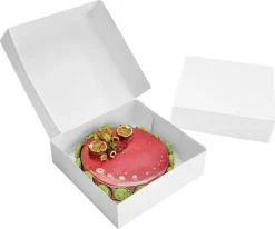 Boîte à savarin carrée blanche hauteur 10 cm 40 x 40 cm (x 5)
