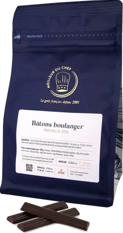 Bâtons de chocolat 55% pour pain au chocolat 166 g (30 bâtons) Valrhona