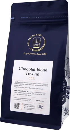 Chocolat blond Tevenn 36% cacao 500 g DDM proche Weiss