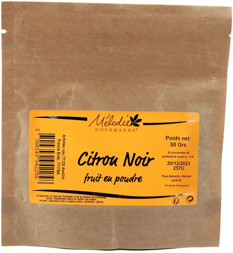 Citron noir en poudre 50 g Mélodie Gourmande