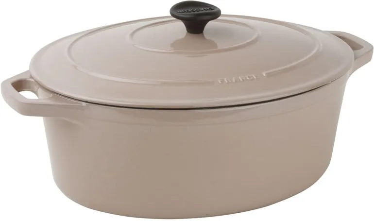 Cocotte ovale en fonte champignon 31 x 26 cm Le Chasseur