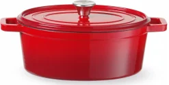 Cocotte ovale en fonte rouge 36,5 x 29 cm Hendi