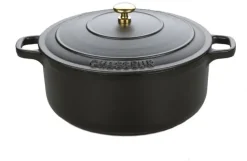 Cocotte ronde en fonte noire Ø 24 cm Le Chasseur
