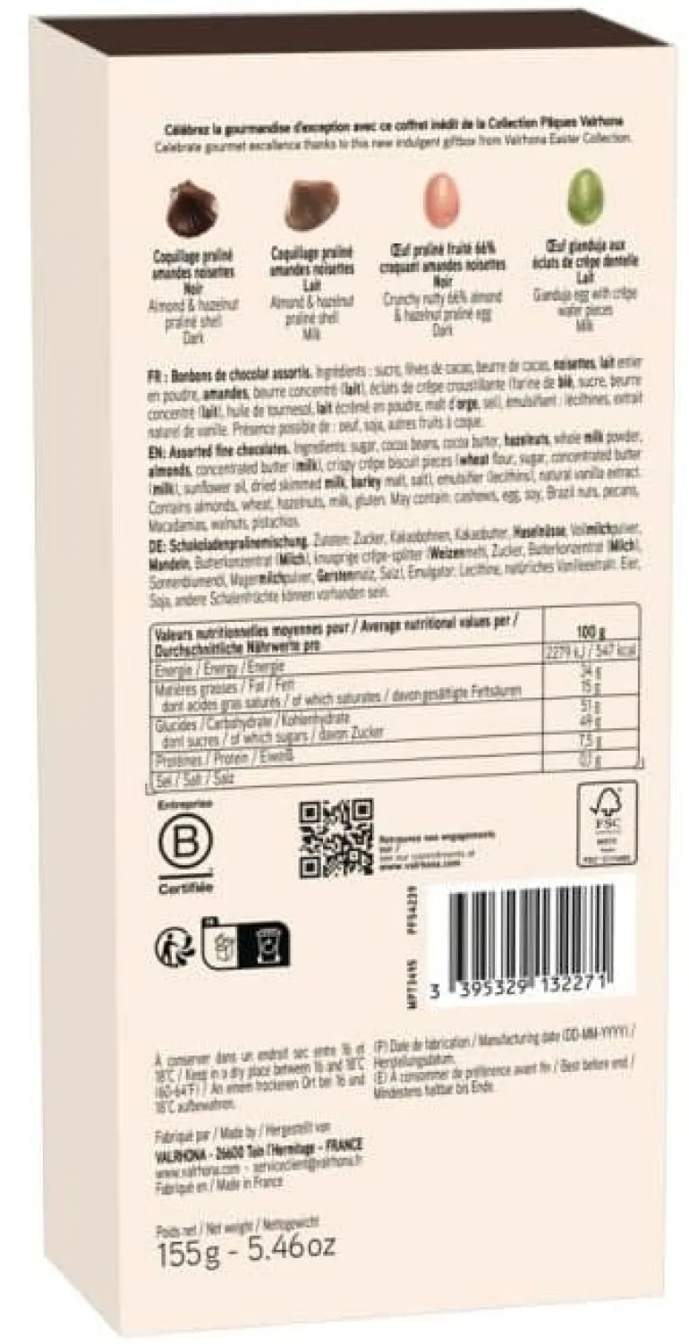 Coffret Douceurs chocolat noir et lait 155 g DDM dépassée Valrhona