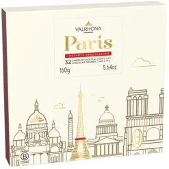 Coffret Paris 32 carrés chocolat noir et lait 160 g Valrhona