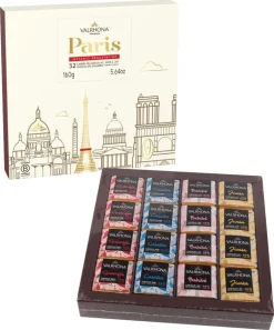 Coffret Paris 32 carrés chocolat noir et lait 160 g Valrhona