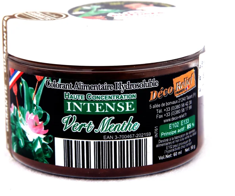 Colorant alimentaire en poudre vert menthe 50 g Déco Relief