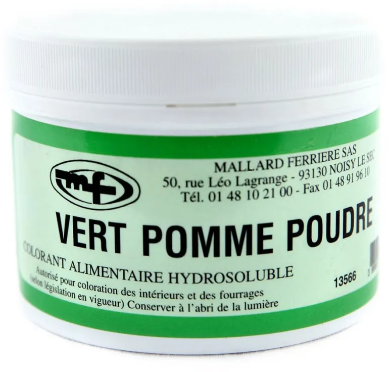 Colorant alimentaire en poudre vert pomme 100 g Mallard Ferrière