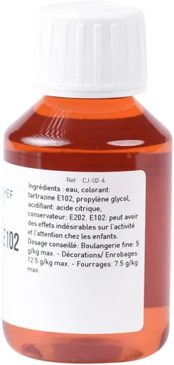 Colorant alimentaire liquide jaune citron E102 115 ml Meilleur du Chef