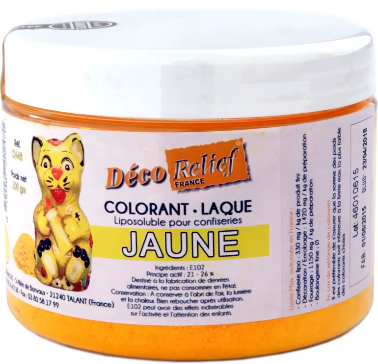 Colorant jaune liposoluble 100 g Déco Relief