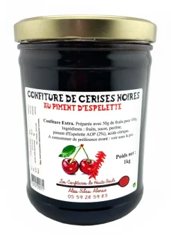 Confiture de cerise noire au piment d'Espelette 1 kg Confitures de Haute Soule