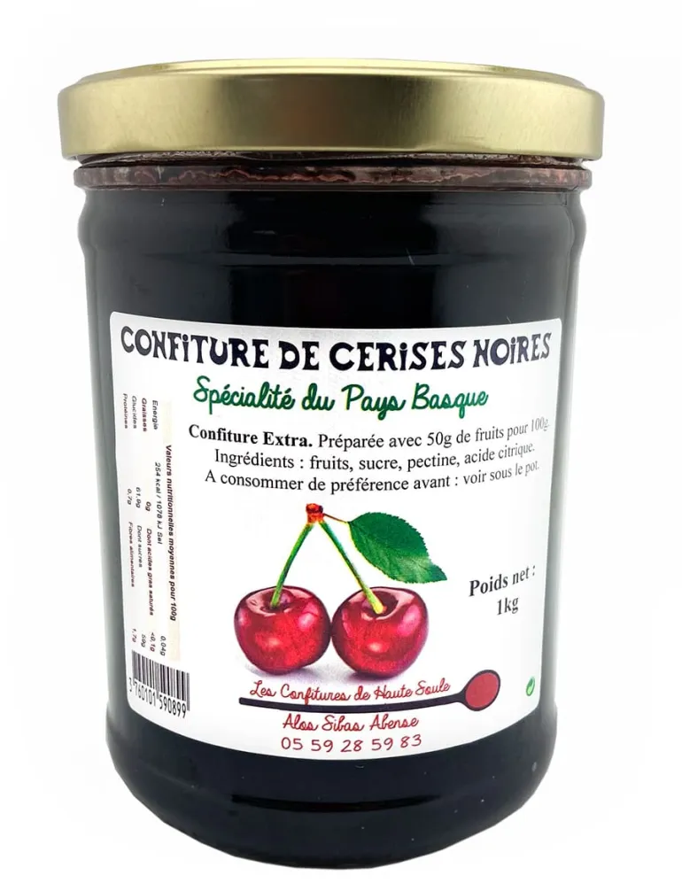 Confiture de cerise noire 1 kg Confitures de Haute Soule