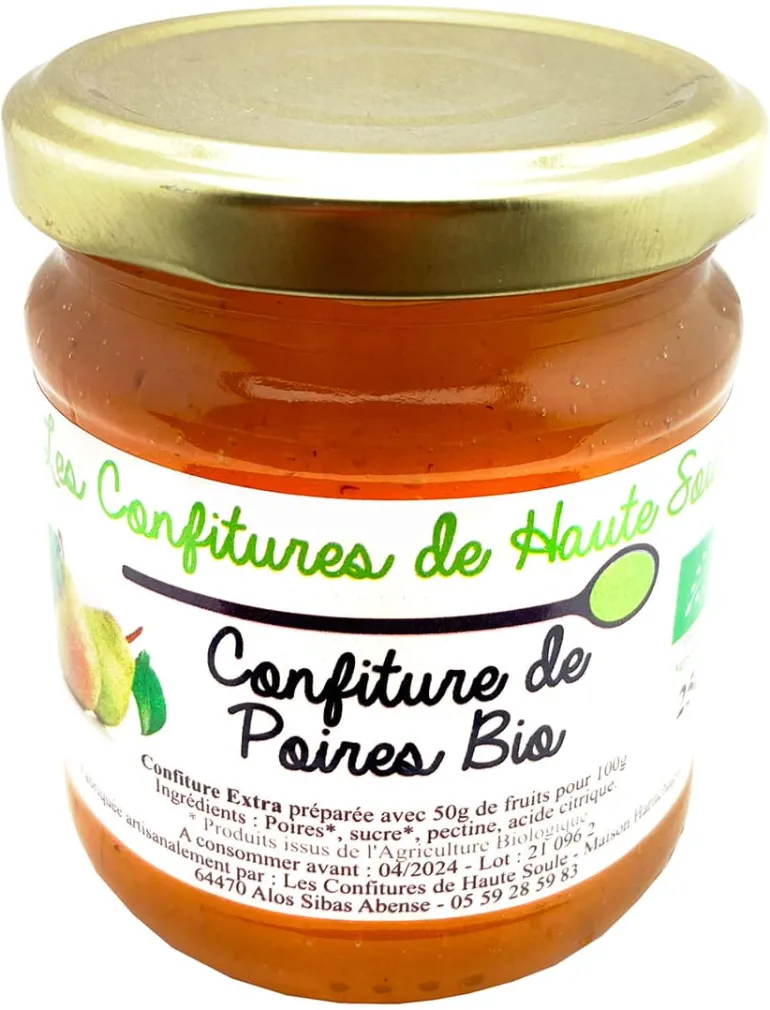 Confiture de poire Bio 250 g Confitures de Haute Soule