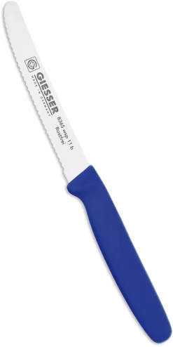 Couteau cranté Manche bleu lame 11 cm Giesser Messer