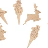 Décoration bûche tout bois Sapin, bonhomme de neige, cerf 6 pièces Nordia