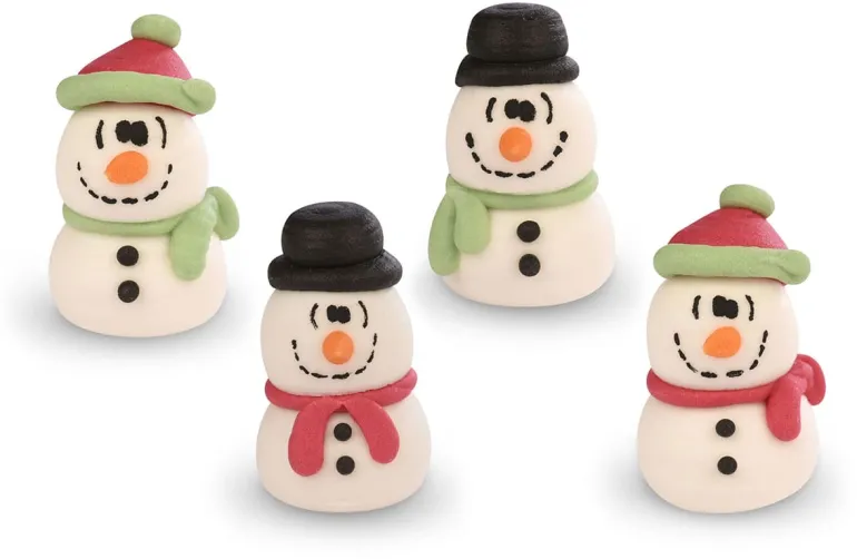 Décors en sucre Assortiment Bonhommes de neige 4 pièces Modécor