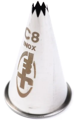 Douille pâtisserie cannelée inox C8 - Ø 7,5 mm Mallard Ferrière