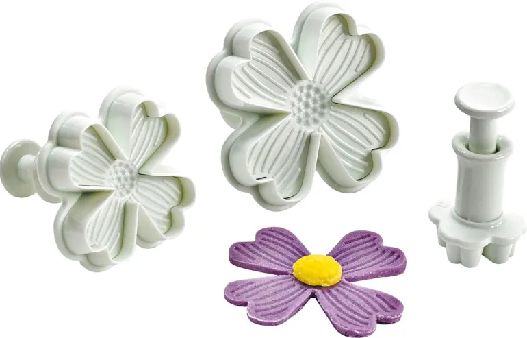 Emporte-piece fleur 4 pétales à poussoir Lot de 3 Mallard Ferrière