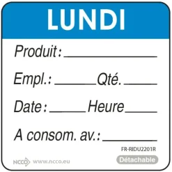 Etiquettes d'identification HACCP Lundi