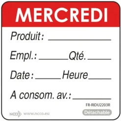 Etiquettes d'identification HACCP Mercredi