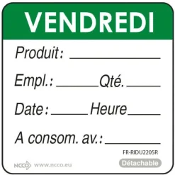 Etiquettes d'identification HACCP Vendredi