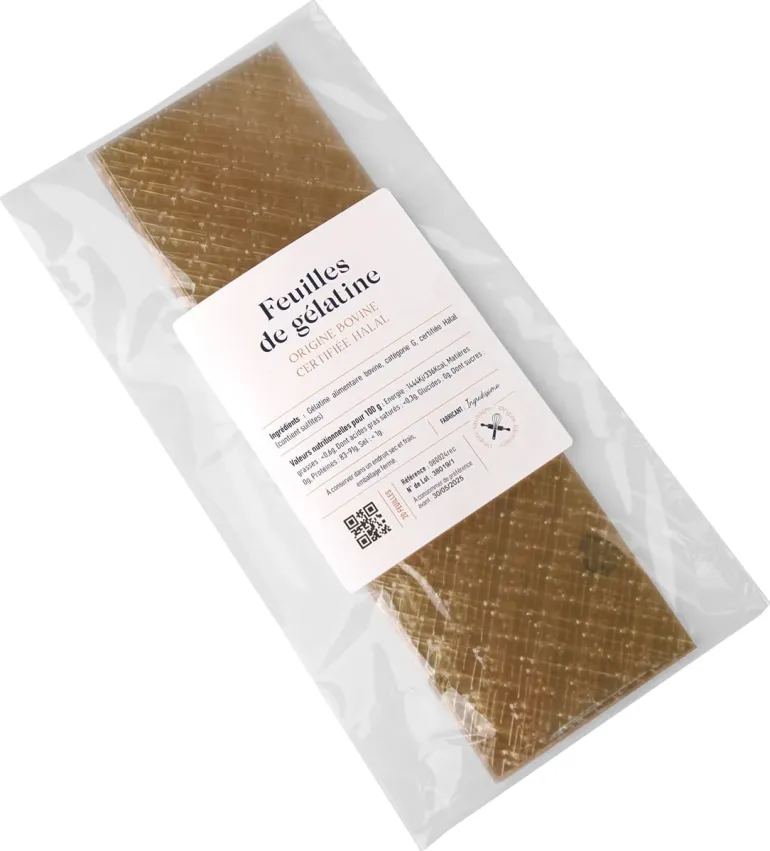 Feuille de gélatine origine bovine certifiée Halal environ 20 feuilles Ingredissimo