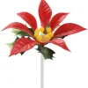 Feuilles de houx fleur rouge Décoration gâteau 6 pièces Modécor