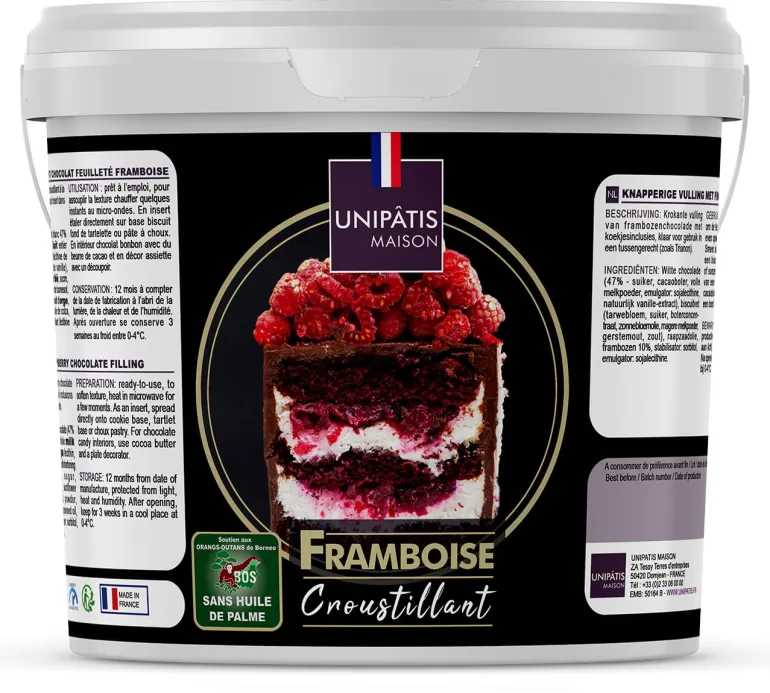 Fourrage croustillant framboise 1 kg Unipatis