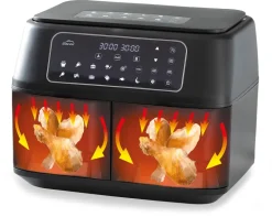 Friteuse sans huile électrique Airfryer double compartiment 2 x 4.5 Litres Lacor
