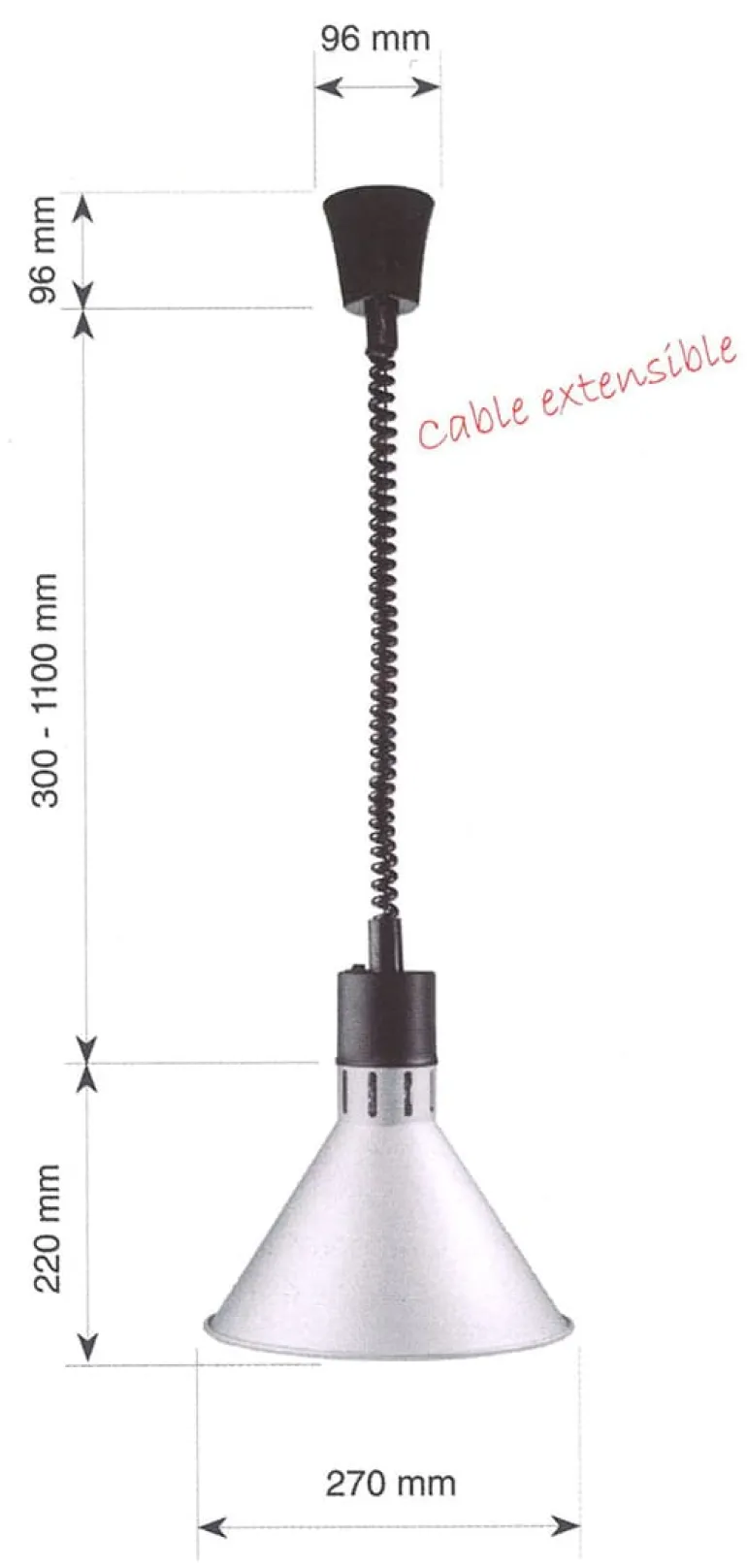 Lampe chauffante extensible finition chromée Lacor