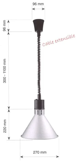 Lampe chauffante extensible finition sablée Lacor