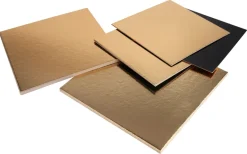 Lot 15 supports carton carré or et noir 20, 24, 28 cm Meilleur du Chef