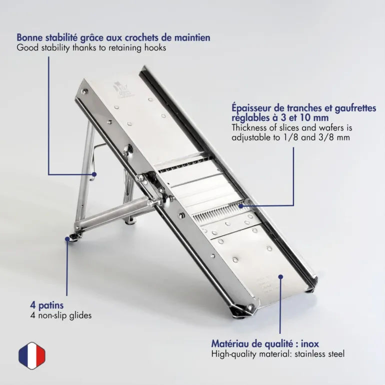 Mandoline coupe légumes professionnel 38 lames (3 et 10 mm) Tellier (Bron Coucke)