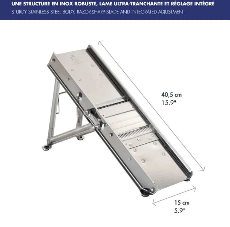 Mandoline coupe légumes professionnel 38 lames (3 et 10 mm) Tellier (Bron Coucke)