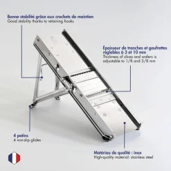 Mandoline coupe légumes professionnel 60 lames (2 et 4,5 mm) Tellier (Bron Coucke)