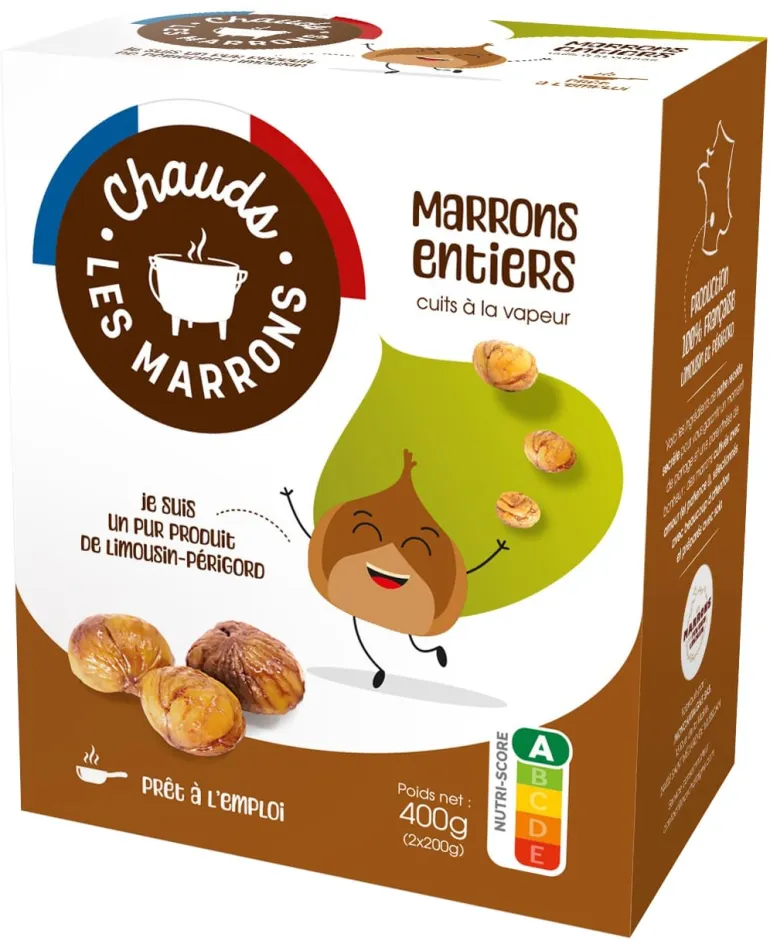 Marrons entiers sous vide cuits à la vapeur 2 x 200 g Chauds les marrons