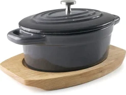 Mini-cocotte ovale fonte grise 13 x 10 cm Lacor