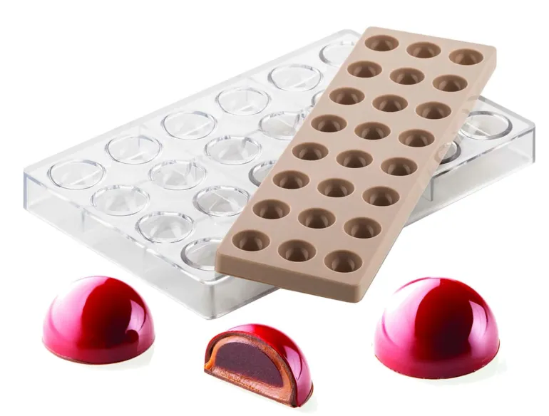 Moule chocolat avec insert 24 demi-sphères Ø 3,1 cm 27,5 x 17,5 cm Silikomart