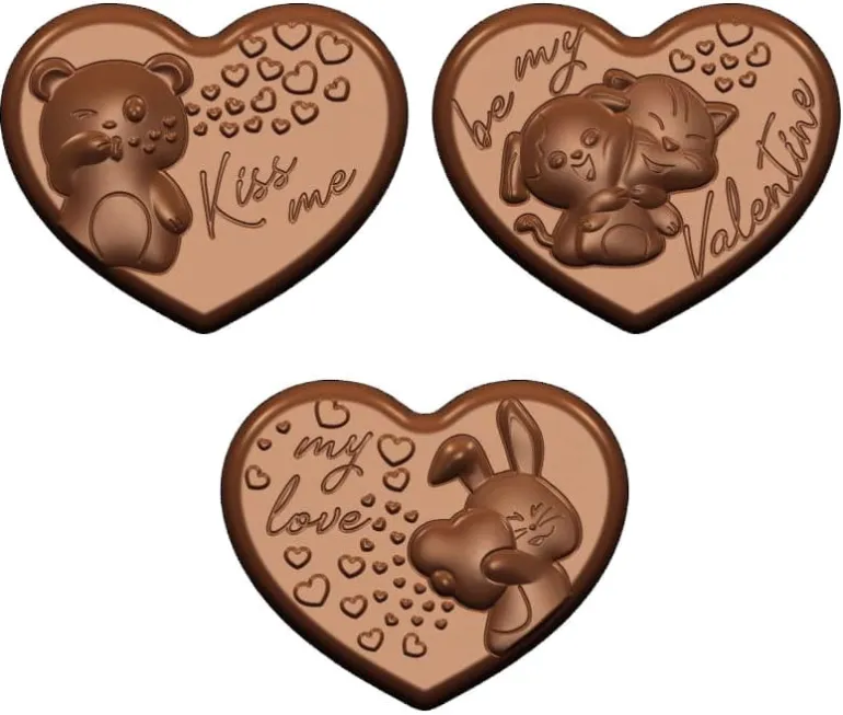 Moule chocolat 18 coeurs avec animaux