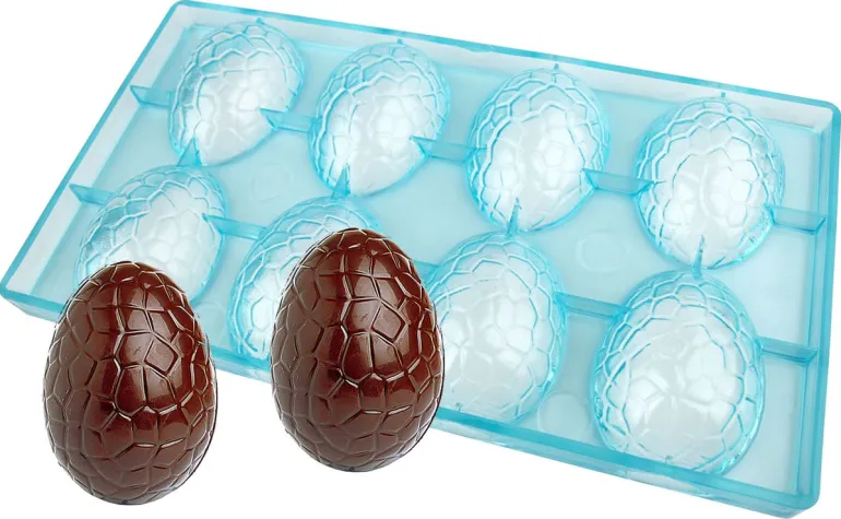 Moule chocolat demi-oeuf craquelé 8 empreintes