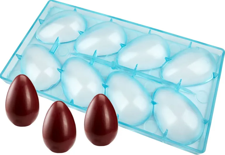 Moule chocolat demi-oeuf lisse 8 empreintes 10 x 6,7 cm