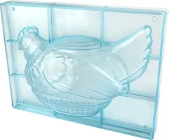 Moule chocolat double Grande poule dans son panier