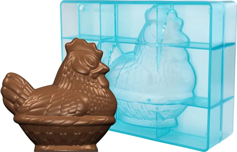Moule chocolat double Poule dans son panier