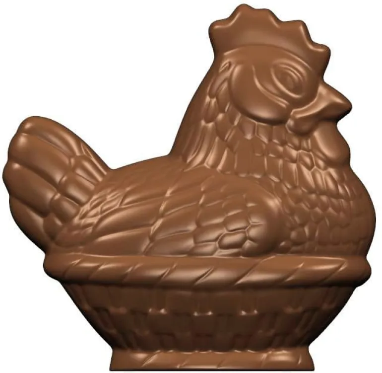 Moule chocolat double Poule dans son panier