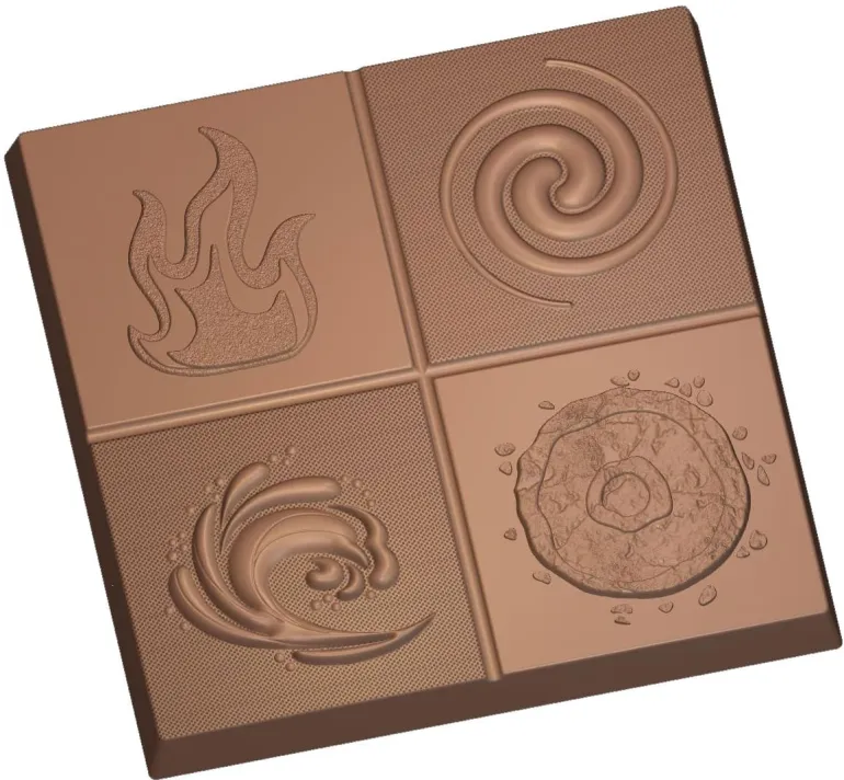 Moule chocolat 4 éléments Terre, eau, air, feu