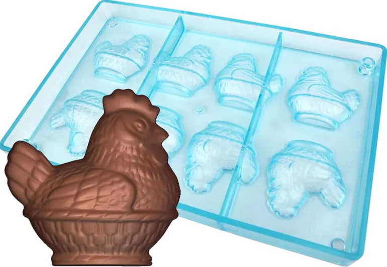 Moule chocolat poule dans son panier