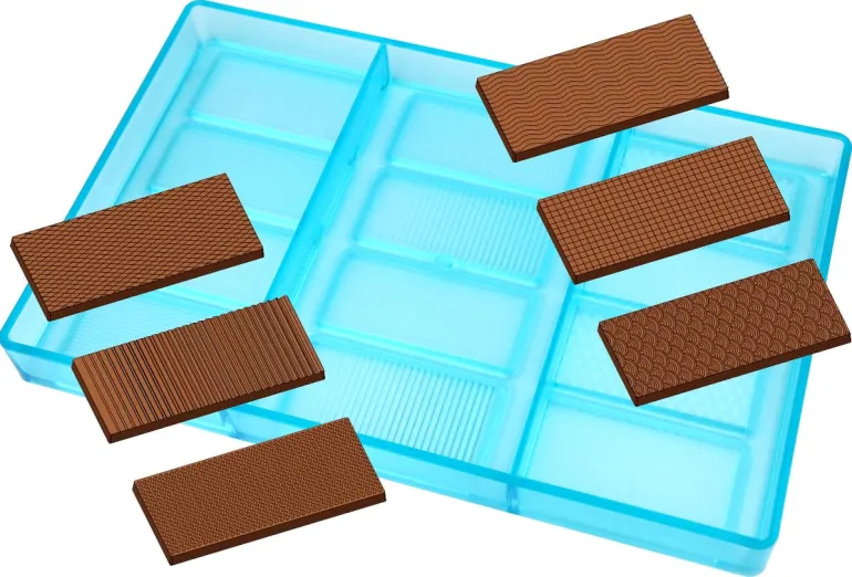 Moule chocolat 12 rectangles décorés